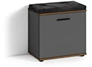 byLIVING Sitzbank Jakob/Hocker in anthrazit mit schwarzem Kunstleder Sitzkissen/Schuhschrank mit Tür/Zwei Fächer/Garderoben-Kommode/Schuh-Bank/B 48,5 H 49, T 30 cm