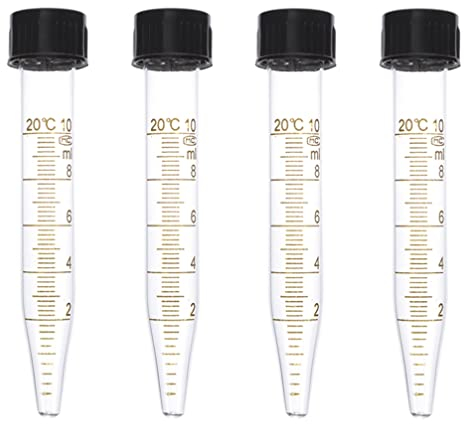 iplusmile 4pièces Tube à Essai Gradué avec Couvercle Tubes Centrifuges à Fond Rond pour Haute Transparence Et Précision De Mesure
