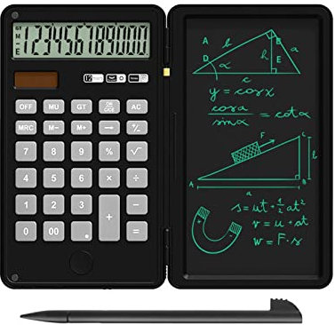 B/A Calculadora financiera básica, calculadoras de Escritorio silenciosas con Tableta de Escritura, portátil y Plegable con Pantalla LCD Grande para Estudio de reuniones, Negro