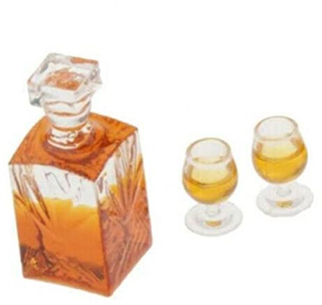 Zonster 1 Ensemble De Bouteilles De Vin Miniature Modèle 3D Résin Whisky Boit des Bouteilles De Vin pour Les Décors De Maison 1:12 Échelle Rouge Jaune