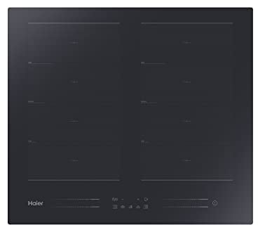 Haier Series 6 HA2MTSJ68MC, Placa de Inducción Flex, 8 Zonas de cocción, 60CM, Panel de control táctil Multislider, WIFI, 9 niveles, Temporizador, Tecnología VaryCook, 7,2KW, Cristal Negro