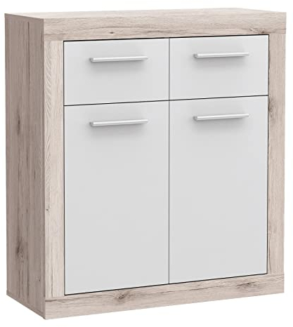 Newroom Kommode Sandeiche Sideboard Modern - 83x91,8x33,8 cm (BxHxT) - Highboard Anrichte - [Toshio.one] Wohnzimmer Wohnstube Büro