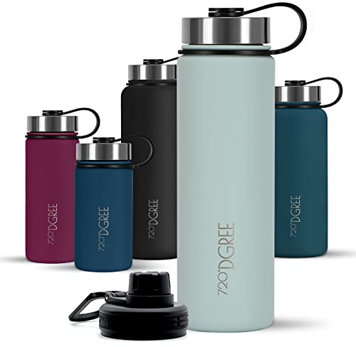 720°DGREE Borraccia termica 500 ml noLimit - Bottiglia acqua termiche in acciaio inox - Senza BPA - Borracce perfetto per bevande (530ml) calde, fredde, Bambini, Bambina, Scuola +2 Coperchi