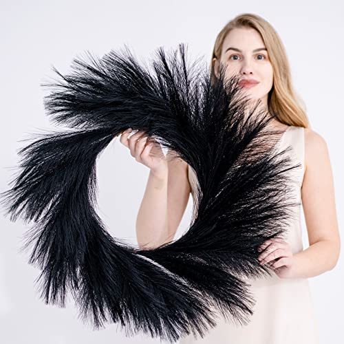 Hananona Künstlicher Pampasgras-Kranz, 66 cm, schwarz, künstliches Pampasgras, Kranz, Dekor für Halloween, Zuhause, Boho-Stil, Dekor (Schwarz, 1)