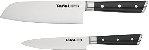 Tefal Ice Force Lot de 2 pièces : couteau santoku 16,5 cm, couteau à petty (office) 13 cm, lame en acier inoxydable allemand pour une performance de coupe et un tranchant longue durée, K232S224