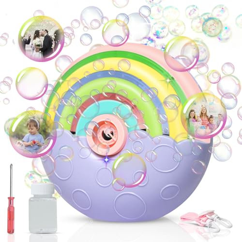 Máquina de Burbujas Niños Panamalar Kit de Juguete Automático Hacer Burbujas 2000+ Burbujas por Minuto Máquina Portátil de Soplado Burbujas con Soluciones para Interior Exteriores Bodas Fiestas