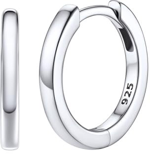 Silvora Creolen Silber 925 10mm Klein Huggie Hoop Silber Ohrringe 925 Sterling Silber Basic Creolen Kreis Ohrstecker 10mm Innerdurchmesser Kleine Kreolen Huggie Ohrschmuck für Frauen Mädchen