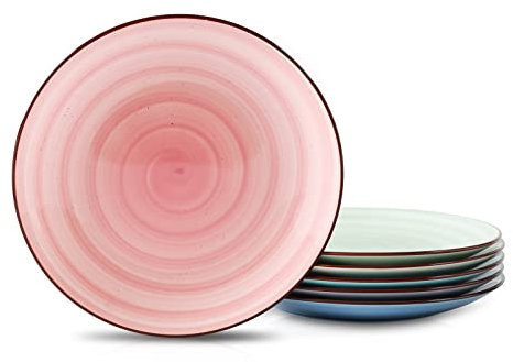 Selamica Keramik Speiseteller, 25,4 cm Teller Set, große Dessertteller, Geschirr für für Vorspeisen, Pfannkuchen, Steak, 6 Stück, Farbverlauf