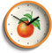 JONES CLOCKS® Fruit wanduhr | Kleine runde Uhr | 20cm | Orange | Botanisch illustrierte orange Kunstwerk | Ideal für küche und esszimmer.