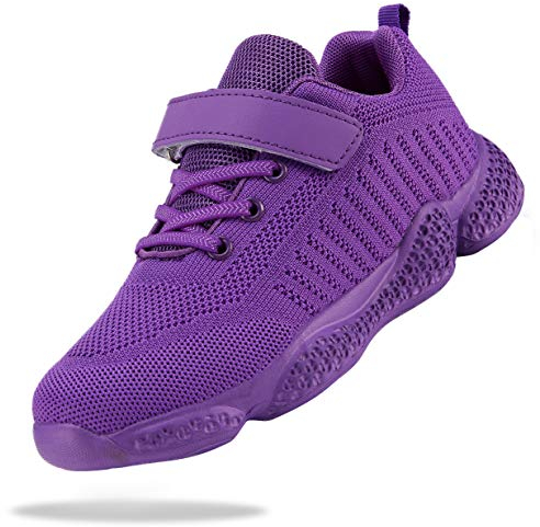 Shoful Schuhe Mädchen Sportschuhe Kinder Turnschuhe Kinderschuhe Freizeit Outdoor Sneaker Laufschuhe Atmungsaktiv Leicht Hallenschuhe für Unisex-Kinder Lila 27 EU