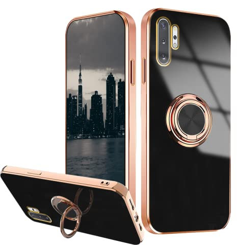 Compatibile con Cover Samsung Note 10 Plus Silicone Morbido TPU Cover con Anello, Custodia Samsung Galaxy Note 10 Plus Sottile Custodia Protettiva(Nero)
