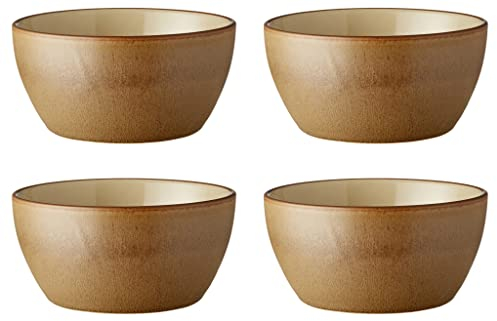 BITZ Schale, Müslischale/Snackschale/Frühstückschale aus Steinzeug, Durchm. 12 cm, 4er-Set, Wood/Sand