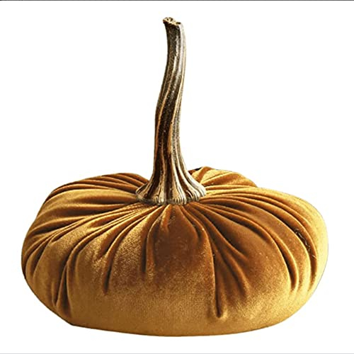 Uposao 3D Plüsch Kürbis Dekokissen, 20CM Halloween Kürbiswurf Kissen Plüsch Weiche Halloween Kürbis Dekorative Sofa Kissen Sitzkissen Zierkissen Dekoration für Sofa Couch Schlafzimmer,Gold