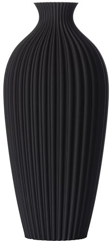 3D Vase Dekovase Saskia L 30cm Bodenvase Vase Pampasgras Trockenblumen Schwarz