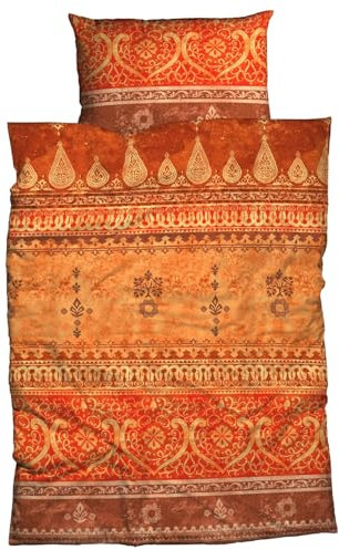 Casatex Bettwäsche Indi Biber Terra Größe 1x 155x220 cm + 1x 80x80 cm