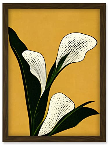 Doppelganger33 LTD Art Deco Pop Art White Calla Lily Flower Plant Artwork Framed Wall Art Print A4