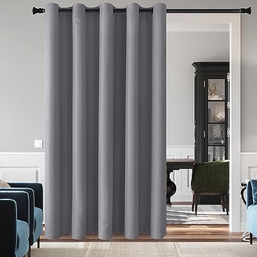 DWCN Grauer Verdunkelungsvorhang für Schlafzimmer – wärmeisoliert, energiesparend, mit Ösen, Verdunkelungsvorhang für Terrassentür, Raumteiler, langer Vorhang, B 152 x L 244 cm, 1 Stück