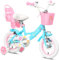 Glerc Maggie 14 Zoll Kinderfahrrad Alter 2 3 4 5 6 7 Jahre alt Mädchen Fahrrad Prinzessin Stil mit Puppen-Sitz & Korb & Stützräder & Glocke für Geburtstag, Blau