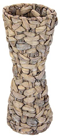Wasserhyazinthenvase Blumenvase Topf Übertopf Vase für künstliche Blumen Kunstblumen oder Pampasgras Pflanzen Muttertag Deko längliche große schmale hohe Handgemachte geflochtene Tisch-Vase Bodenvase