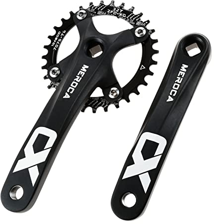Mgoodoo Mountainbike 170mm Kurbelgarnitur mit 104 BCD 32T/Zähne Kettenblatt, Aluminiumlegierung MTB Kurbel Schmal Breit CNC Rund Kettenblatt Schrauben Fit für Mountainbike, Rennrad Kurbel