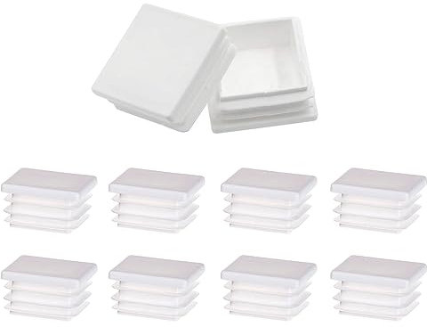 Lot de 10 bouchons intérieurs carrés en plastique blanc pour meubles, chaises, bureaux, tables, pieds et tuyaux - 80 mm x 80 mm