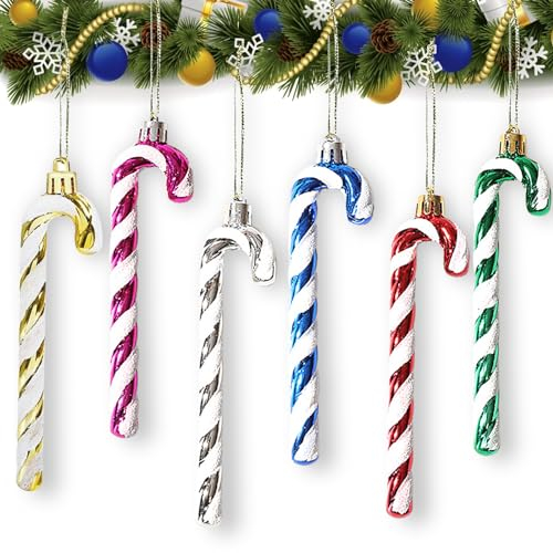 6 Stück Zuckerstangen Weihnachten Deko Zuckerstangen Weihnachtsbaum Glitzer Zuckerstange Anhänger Christbaumschmuck Zuckerstangen Hängende Weihnachtsdeko Weihnachtsparty Zubehör