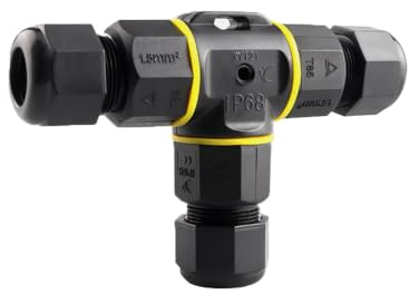 Aiqeer 3-Way Outdoor Waterproof Cable Connector, IP68 Waterproof Outdoor Cable Connector Junction Box, Suitable for 5~9 mm Diameter Cables (Screw Type)
