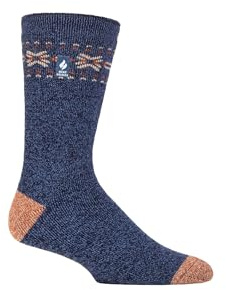 HEAT HOLDERS SOCKSHOP Mens 1.6 TOG Lite Striped, Patterned & Argyle Socks Pack of 1 (UK, Numeric, 4, 8, Regular, Regular, Matterhorn Fairisle Denim Twist)