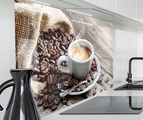 timalo Spritzschutz Wand für Herd, Küche Küchenrückwand Glasoptik | Acryl Glas 2mm | Glasrückwand Acrylglas Wandpaneele Rückwandschutz Platte | 80x60cm Kaffee Vintage