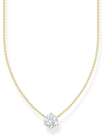Thomas Sabo Kette mit weißem Zirkonia-Anhänger vergoldetes Silber KE2210-414-14