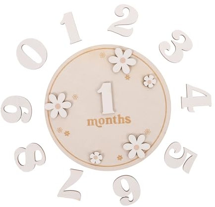Beatifufu 1 Set Neugeborenen Gedenktafel Ankündigungsschild Monatliche Meilensteinscheiben Holzschilder Für Das Kinderzimmer Holz Monats Meilensteinmarkierung Meilensteinkarten