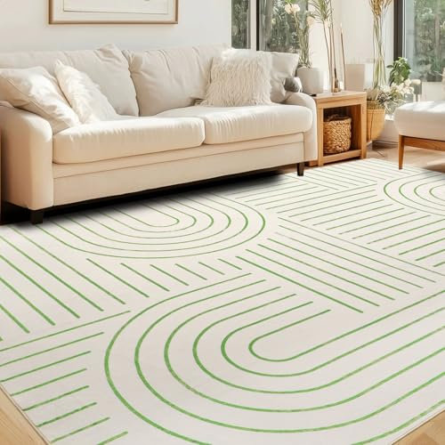 Homcomodar Teppich Wohnzimmer Großer 160x230cm Ultradünner rutschfest Teppiche Waschbar Moderne Teppiche Weiche Kurzflor Teppich Schlafzimmer für Esszimmer Kinderzimmer(Grün)