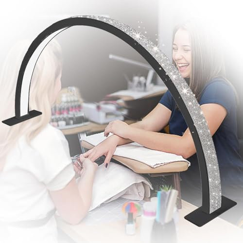 MIDUOLAI Halbmond Licht FüR Nageltisch, Halbmond Licht Mit Leuchtendem Diamant, Led-Lampe FüR Nagelkunst, WimpernverläNgerung, TäTowieren Hautpflege,Schwarz,with Diamonds