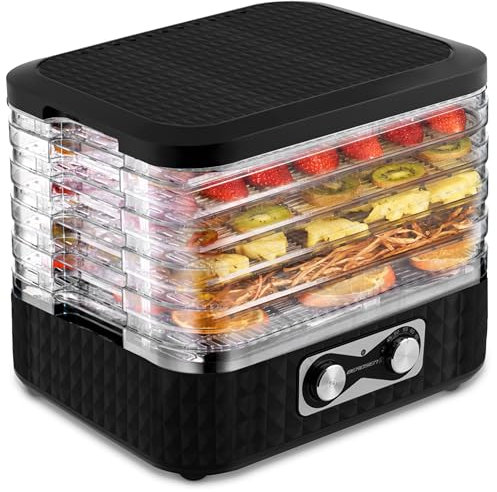 Berdsen Dörrautomat Pilztrockner Dörrgerät 5 Einlegefächer Obst Gemüse Trockner Temperaturregler 35 Bis 70 Grad 10 L Mit Umluft 24 h Timer Schwarz