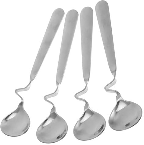 WATIIFUFU 4er Set Edelstahl Kaffeelöffel Mit Gebogenem Griff Honiglöffel Und Teelöffel Für Kaffee Tee Und Marmelade Langlebige Mixing Spoon Für Den Täglichen Gebrauch