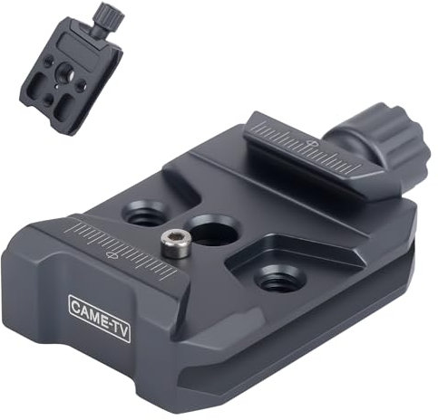 CAME-TV Kamera-Schnellspannklemme für Arca-Swiss Standard, Schnellwechsel-QR-Platten-Basishalterung mit 1/4 Zoll 3/8 Zoll Schraubenlöchern, kompatibel mit DJI Ronin S/SC Gimbal Zhiyun Crane Series