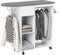 HOMCOM Mobile Asse da Stiro con Ruote di Freno e Portaferro da Stiro, Mobile da Stiro Multiuso con Barra Appendiabiti, Cassetto e Ripiano Regolabile, per Lavanderia, Bagno, 125x43.5x112 cm, Bianco