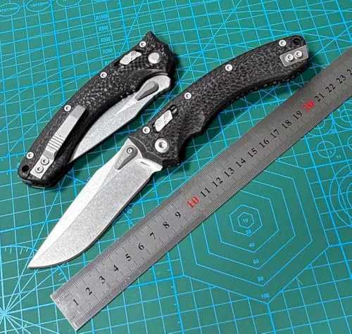 Joa Klappmesser 9 Taschenmesser Metall Aus Stahl M390 & Kohlefaser, Klein Outdoor Survival Messer Edc Jagdmesser, Scharfes Einhandmesser mit Axis lock & Clip, Geschenk für Männer, Fasching