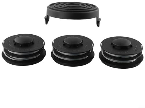 FUBESK Rasentrimmer Ersatzspulen Set für Einhell GC-ET 4530 RTV 400 550 Elektro-Trimmer, 3 Nylonspulen & 1 Kappenabdeckung