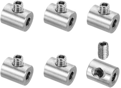 DLPRK Ensemble de 6 pcs Agrafes de Corde à Trou, Acier Inoxydable 304, Verrouillage à Trou Unique, serre cable inox (3 mm) (Argent)