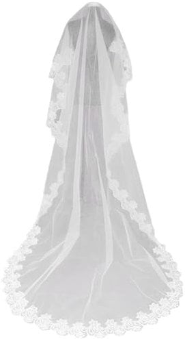 LEEQ Hochzeitsschleier 3m Kathedrale Kapelle Brautschleier weißer Brautschleier lang elegant hochzeitszubehör für Damen