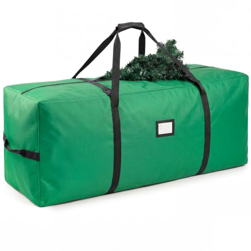 GUDELAK Weihnachtsbaum Aufbewahrung, passend für bis zu 2,3 m große Weihnachtsbäume, robuste 600D Oxford-Weihnachtsbaum Tasche, grüne Tannenbaum Tasche zur Aufbewahrung von (127 x 50 x 38 cm)