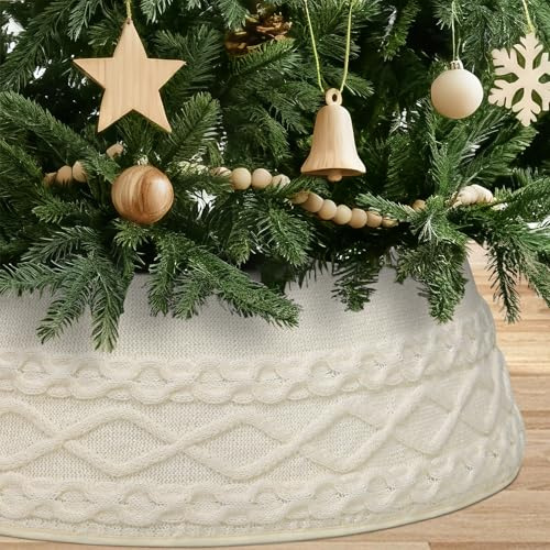 Betylifoy Weihnachtsbaumrock Gestrickt Weihnachtsbaum Decke 70CM | Weihnachtenbaum Kragen Runde Weihnachten Deko Christbaumständer Abdeckung Weiß für Weihnachtsbaum Deko Innen