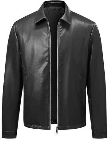 Allthemen Hombre Chaqueta De Cuero Sintético Con Cremallera Para De Estilo Aviador Retro Clásico De Transición