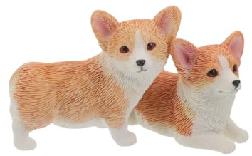ULDIGI 2pcs Miniature Corgi Resin Figurines Small Dog Statue Cake Topper and Car Dashboard Decoration Lifelike Puppy Model for Dollhouse Office Home Versatile Animal Figures