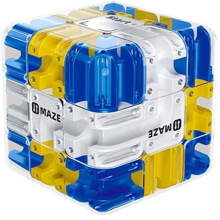 Axinyijia 3D Labyrinth Würfel Kugellabyrinth 3x3 für Kinder und Erwachsene 3D Labyrinth Puzzle Kugel Labyrinth (Blau)