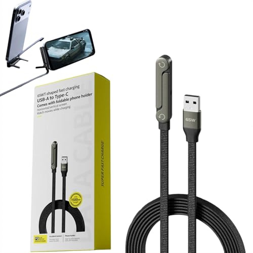 2 in 1 Charging Cable 240W, Fast Charge Cable with Built-in Phone Stand, Multi Charger Cord with Type C, Multi-Angle Adjustable Stand, for Smartphones, Tablets, Laptops, Gaming Devices