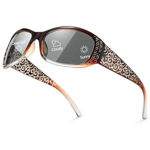 Myiaur Selbsttönend Sonnenbrille Damen Modischen Photochrome Polarisierte | Wrap Around Sonnenbrillen, UV400 Schutz, für Autofahren & Outdoor
