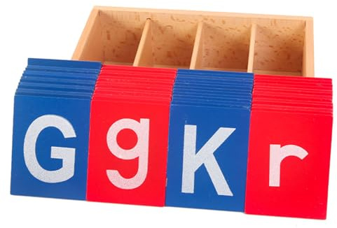 sszxmy Montessori Sandpapier-Buchstaben-Karten, rote Blaue Groß- und Kleinbuchstaben-Alphabet-Nachfahrkarten,Model a