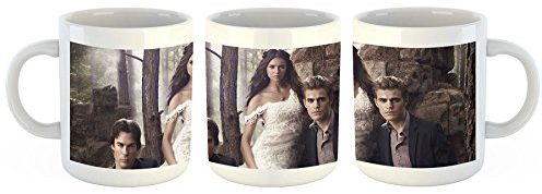 The Vampire Diaries - Paul Wesley Nina Dobrev Ian Somerhalder - Tasse mit Motiv bedruckt, 300ml C-Henkel. Tolles Geschenk für Büro, Küche, Geburtstag, Ihre neue Lieblingstasse zum Frühstück